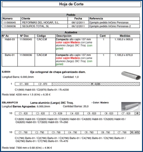 Imagen de una parte de una hoja de optimización de lamas